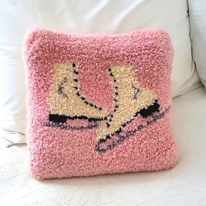 Vintage Shag Ice Skates Pillow - 1970's